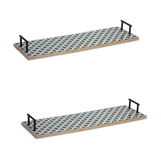 Geometric Mango Wood Tray, 2ct.